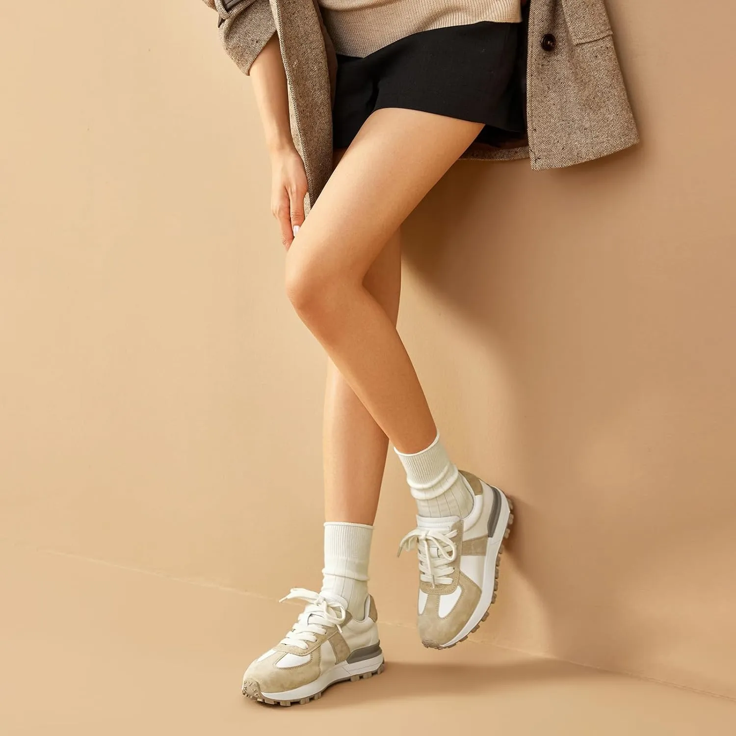 BEAU TODAY Womens Platform Sneakers, Fashion Chunky Platform Sneakers for Women, Retro Casual Walking Tennis Shoes
