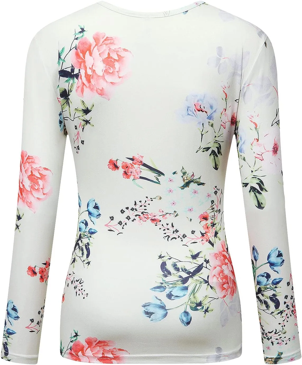 Beauhuty Women's Deep V Neck Slim Fitted Long Sleeve T-Shirt Front Wrap Ruched Tee Tops
