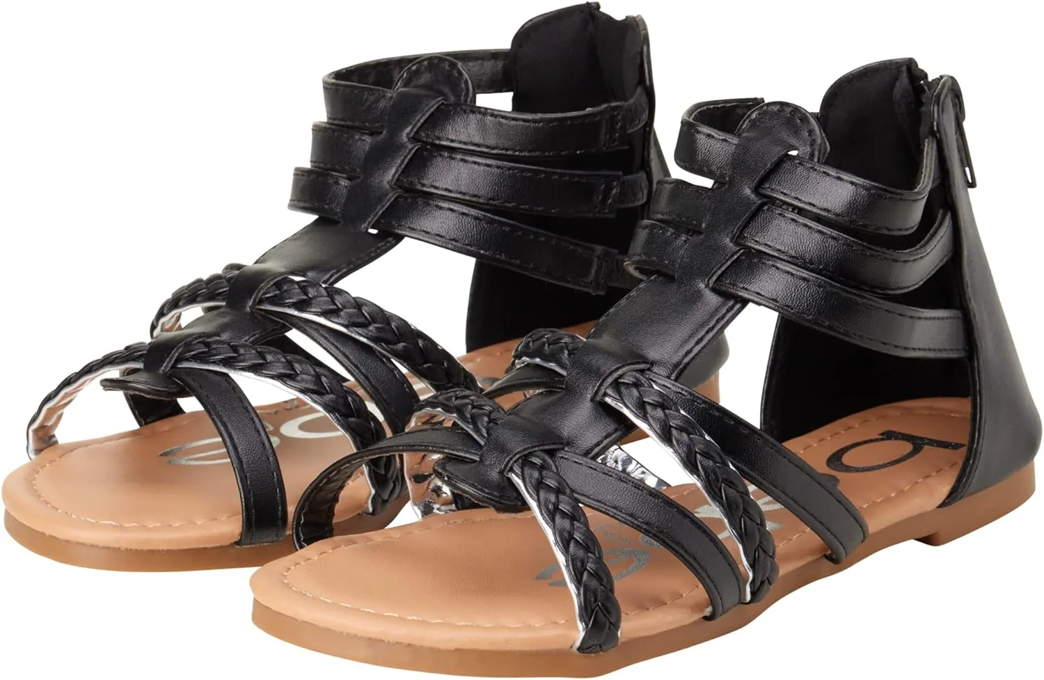 bebe Girls Sandals - Cute Open Toe Braided Strappy Gladiator Summer Sandals, Flower Girl Dress Shoes for Easter Beach Party