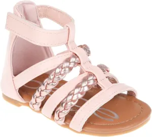 bebe Girls Sandals - Cute Open Toe Braided Strappy Gladiator Summer Sandals, Flower Girl Dress Shoes for Easter Beach Party