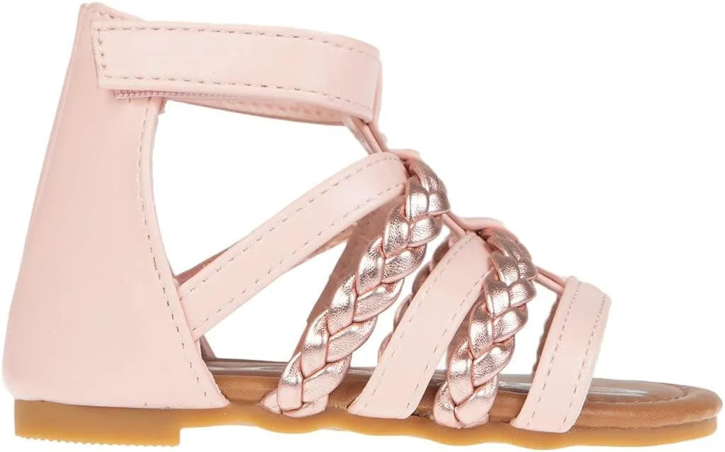 bebe Girls Sandals - Cute Open Toe Braided Strappy Gladiator Summer Sandals, Flower Girl Dress Shoes for Easter Beach Party