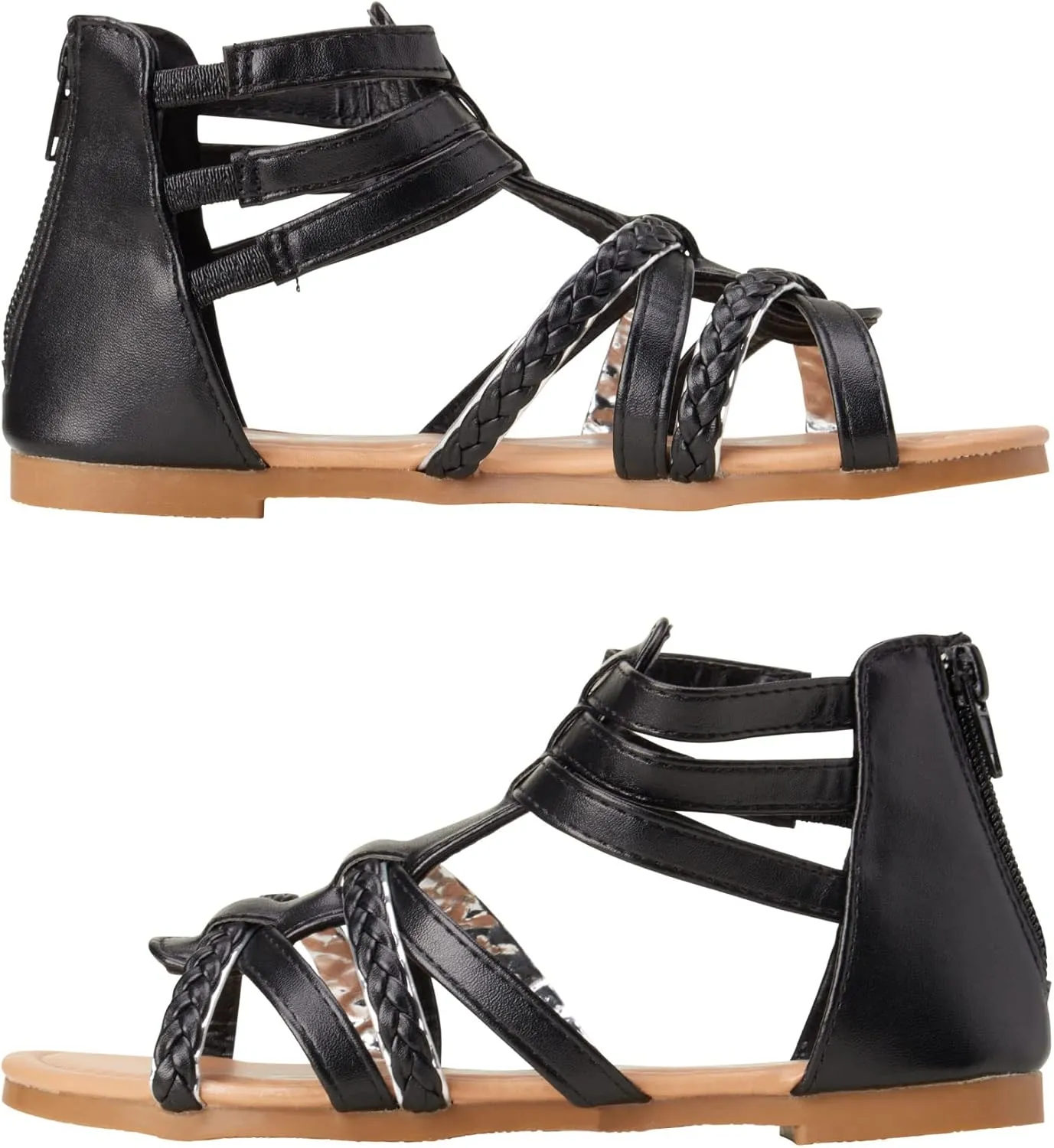 bebe Girls Sandals - Cute Open Toe Braided Strappy Gladiator Summer Sandals, Flower Girl Dress Shoes for Easter Beach Party