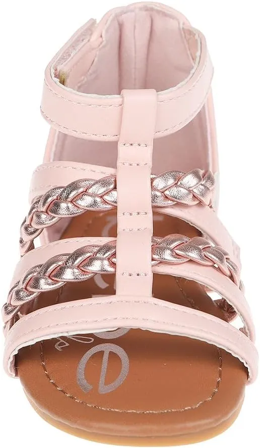 bebe Girls Sandals - Cute Open Toe Braided Strappy Gladiator Summer Sandals, Flower Girl Dress Shoes for Easter Beach Party
