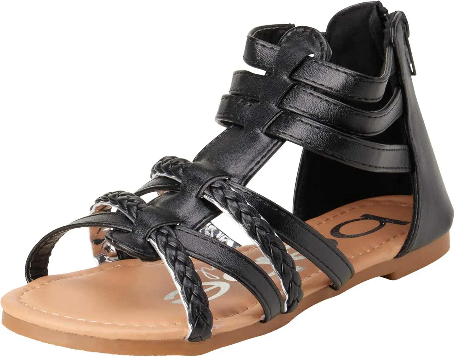 bebe Girls Sandals - Cute Open Toe Braided Strappy Gladiator Summer Sandals, Flower Girl Dress Shoes for Easter Beach Party