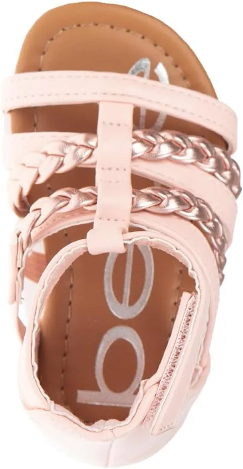 bebe Girls Sandals - Cute Open Toe Braided Strappy Gladiator Summer Sandals, Flower Girl Dress Shoes for Easter Beach Party