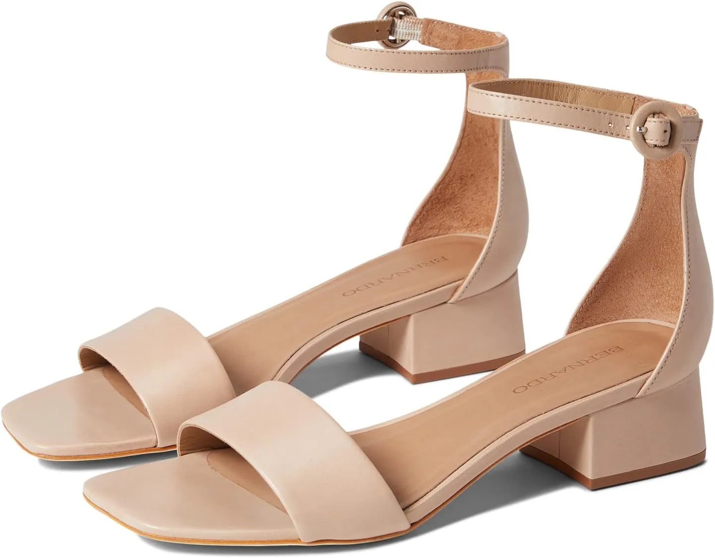 Bernardo® Jalena Heeled Sandals for Women – Leather and Man-Made Construction – Single Prong Buckle
