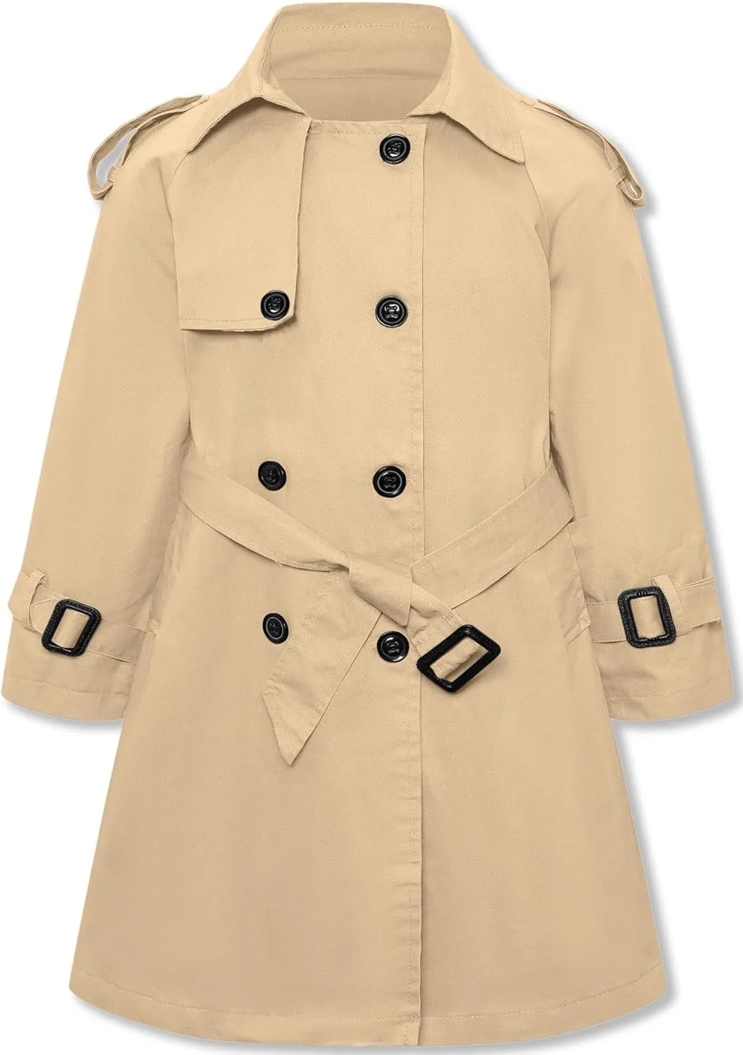Betusline Girls & Women's Trench Coat Double Breasted Classic Lapel Outerwear, 3 Years - Women 2XL