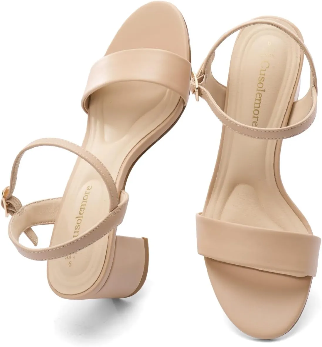 Block Heel Sandals for Women, Comfortable Open Toe Low Chunky Heels