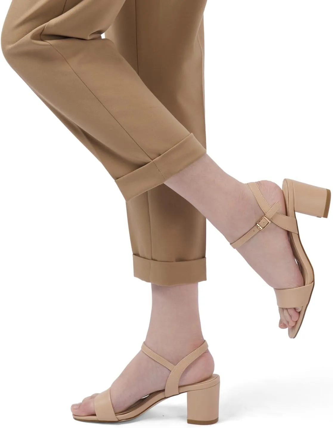 Block Heel Sandals for Women, Comfortable Open Toe Low Chunky Heels