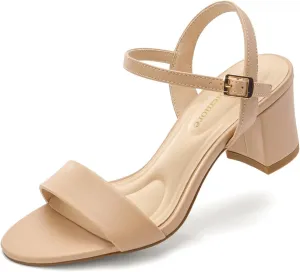 Block Heel Sandals for Women, Comfortable Open Toe Low Chunky Heels