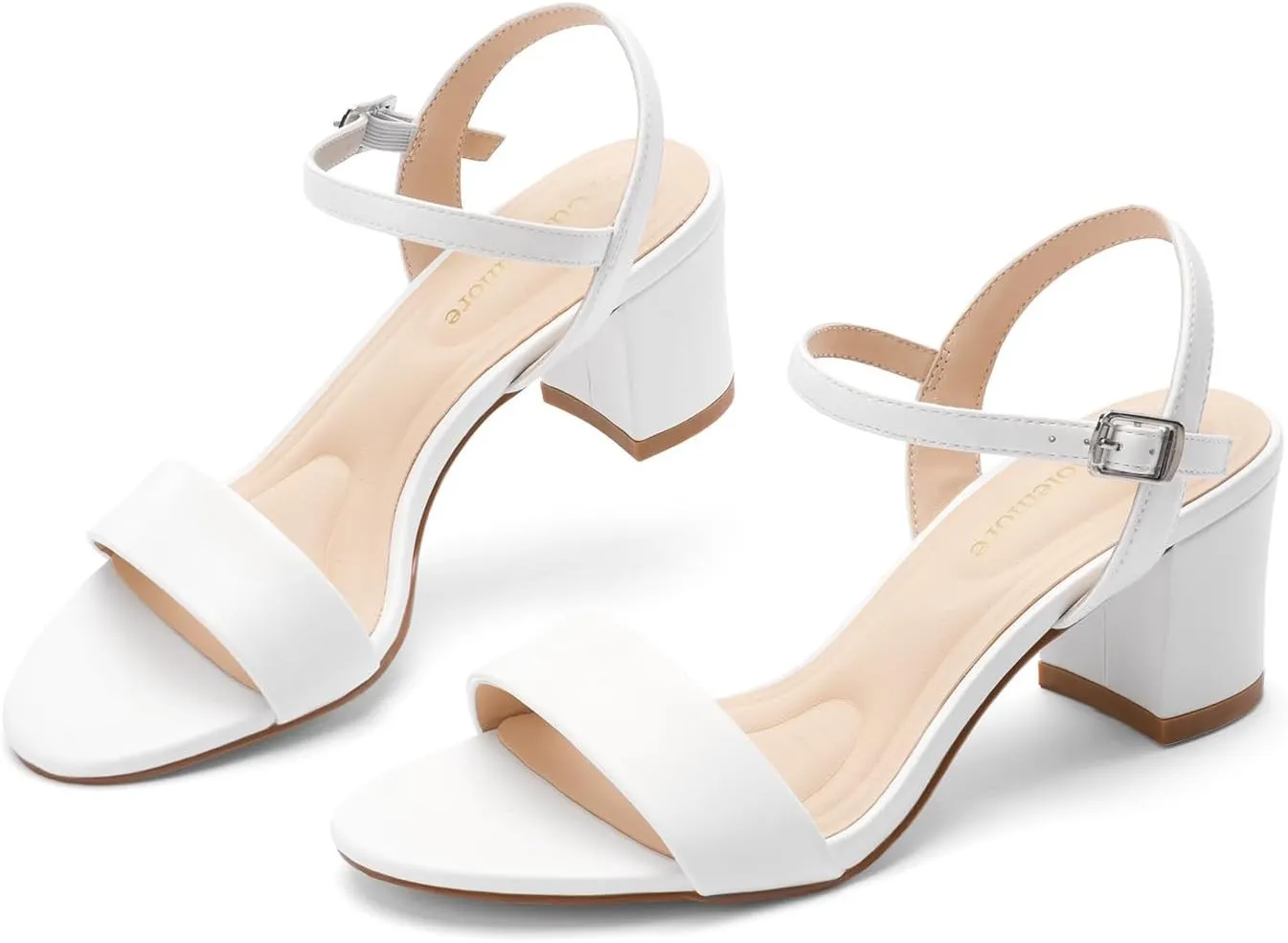Block Heel Sandals for Women, Comfortable Open Toe Low Chunky Heels