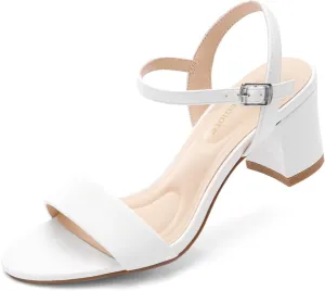 Block Heel Sandals for Women, Comfortable Open Toe Low Chunky Heels