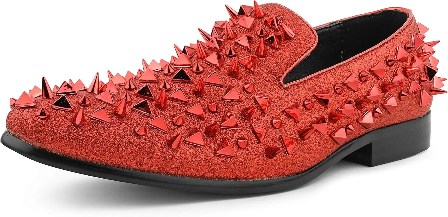 Bolano x Amali Mesa - Men's Designer Shoes, Comfortable Men's Slippers - Fashion Shoes - Shiny and Metallic Smoking Slippers with Matching Spikes