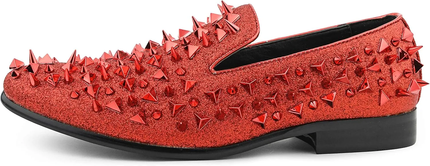 Bolano x Amali Mesa - Men's Designer Shoes, Comfortable Men's Slippers - Fashion Shoes - Shiny and Metallic Smoking Slippers with Matching Spikes