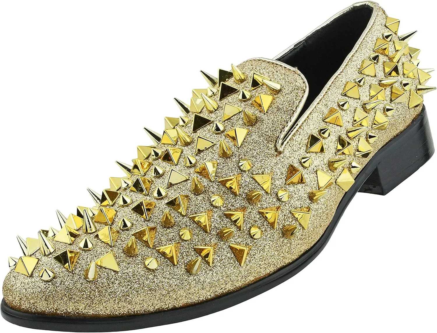 Bolano x Amali Mesa - Men's Designer Shoes, Comfortable Men's Slippers - Fashion Shoes - Shiny and Metallic Smoking Slippers with Matching Spikes