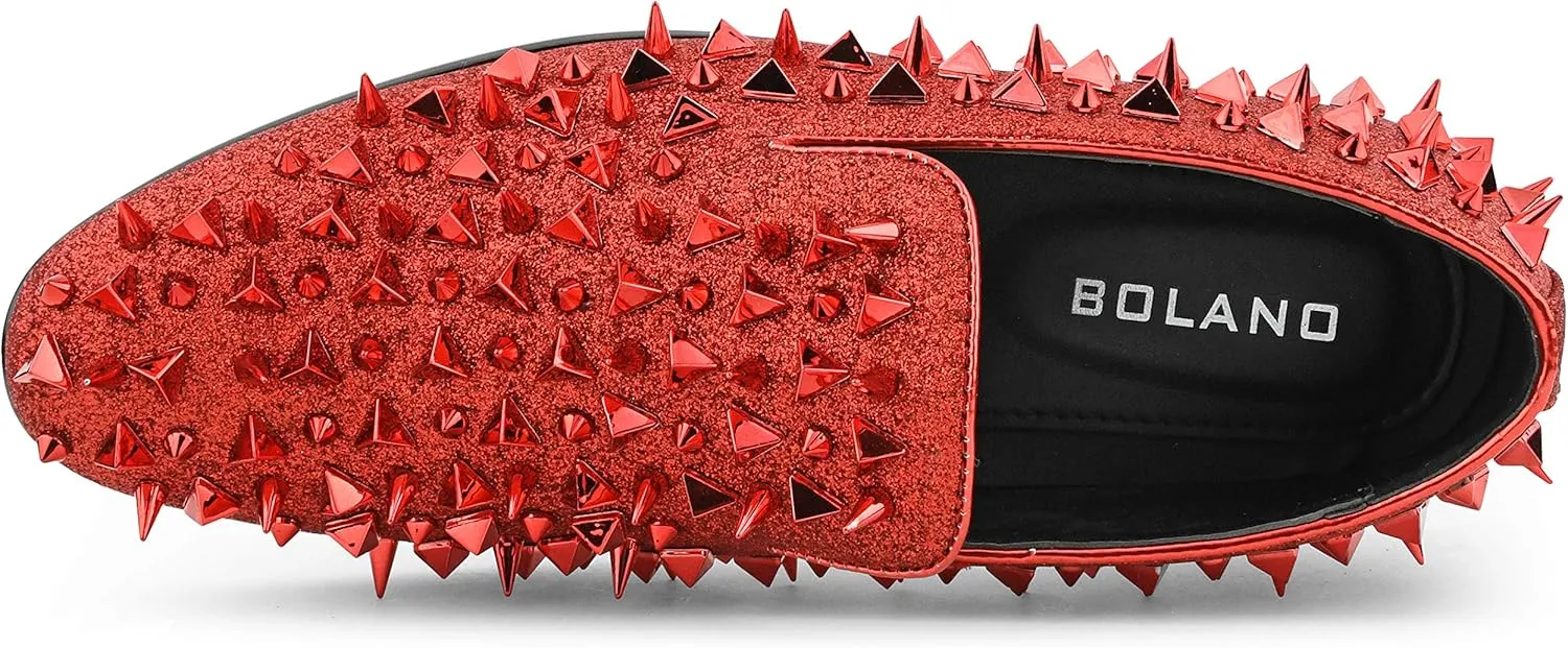 Bolano x Amali Mesa - Men's Designer Shoes, Comfortable Men's Slippers - Fashion Shoes - Shiny and Metallic Smoking Slippers with Matching Spikes