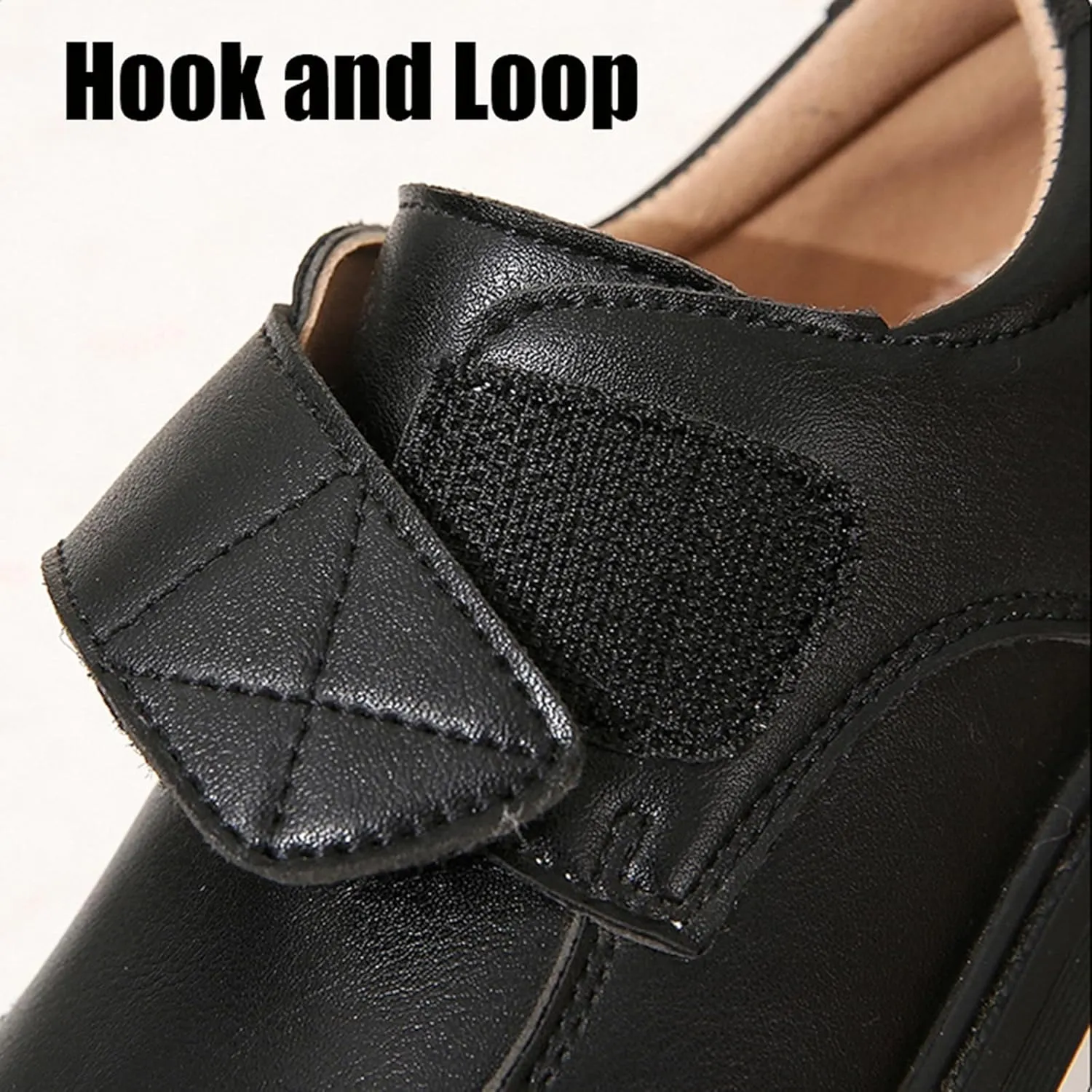 Boy School Shoes Kids Oxford School Uniform Loafer Girls Church Dress Shoes Black Hook and Loop Comfort Boys Tainers