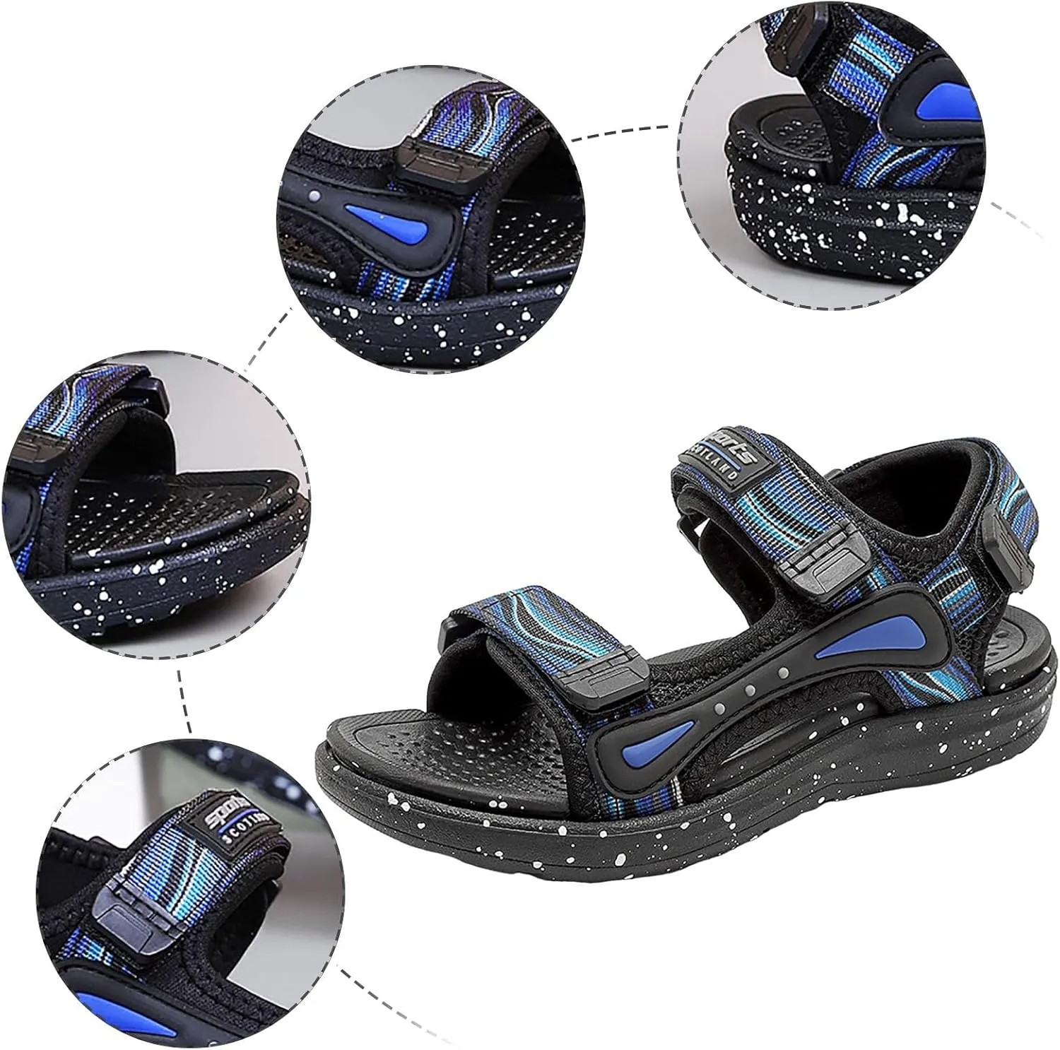 Boys' Sandals Kids Summer Fashion Open-toe Casual Shoes Adjustable Printed Straps Lightweight Outdoor Beach Sandals