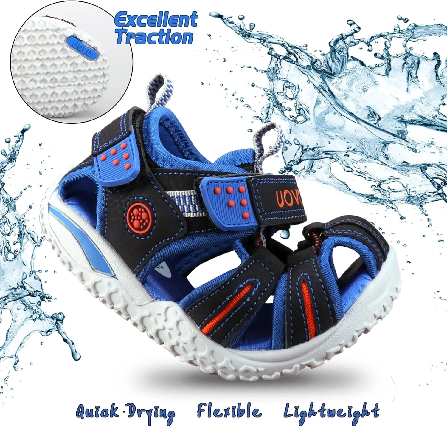 Boys Sport Sandals Summer Closed Toe Hook Loop Outdoor Athletic Walking Shoes (Toddler/Little Kid/Big Kid)