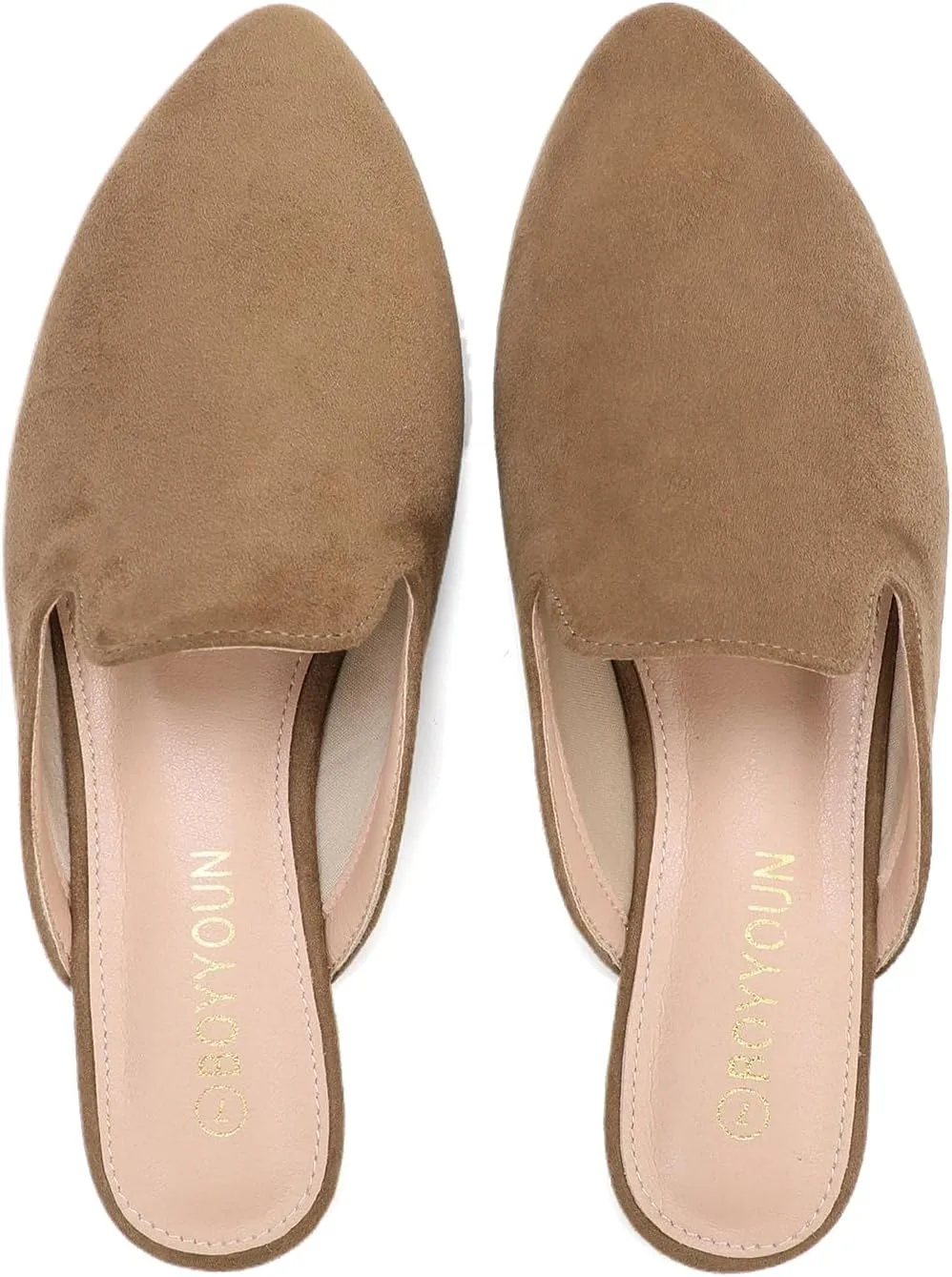 BOYYOUN Mules for Women Comfortable Slip On Backless Flats Pointed Toe Loafers for Work and Casual Wear Low Heel Closed Shoes Womens Mule