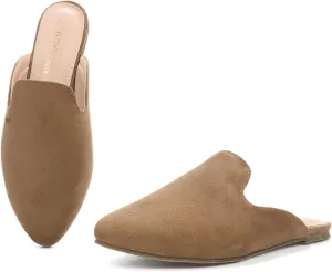 BOYYOUN Mules for Women Comfortable Slip On Backless Flats Pointed Toe Loafers for Work and Casual Wear Low Heel Closed Shoes Womens Mule