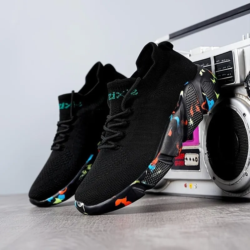 Breathable Knit Casual Athletic Sneakers for Men - Lightweight, All-Season, Lace-Up Running Shoes with EVA Sole