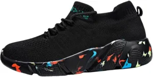 Breathable Knit Casual Athletic Sneakers for Men - Lightweight, All-Season, Lace-Up Running Shoes with EVA Sole
