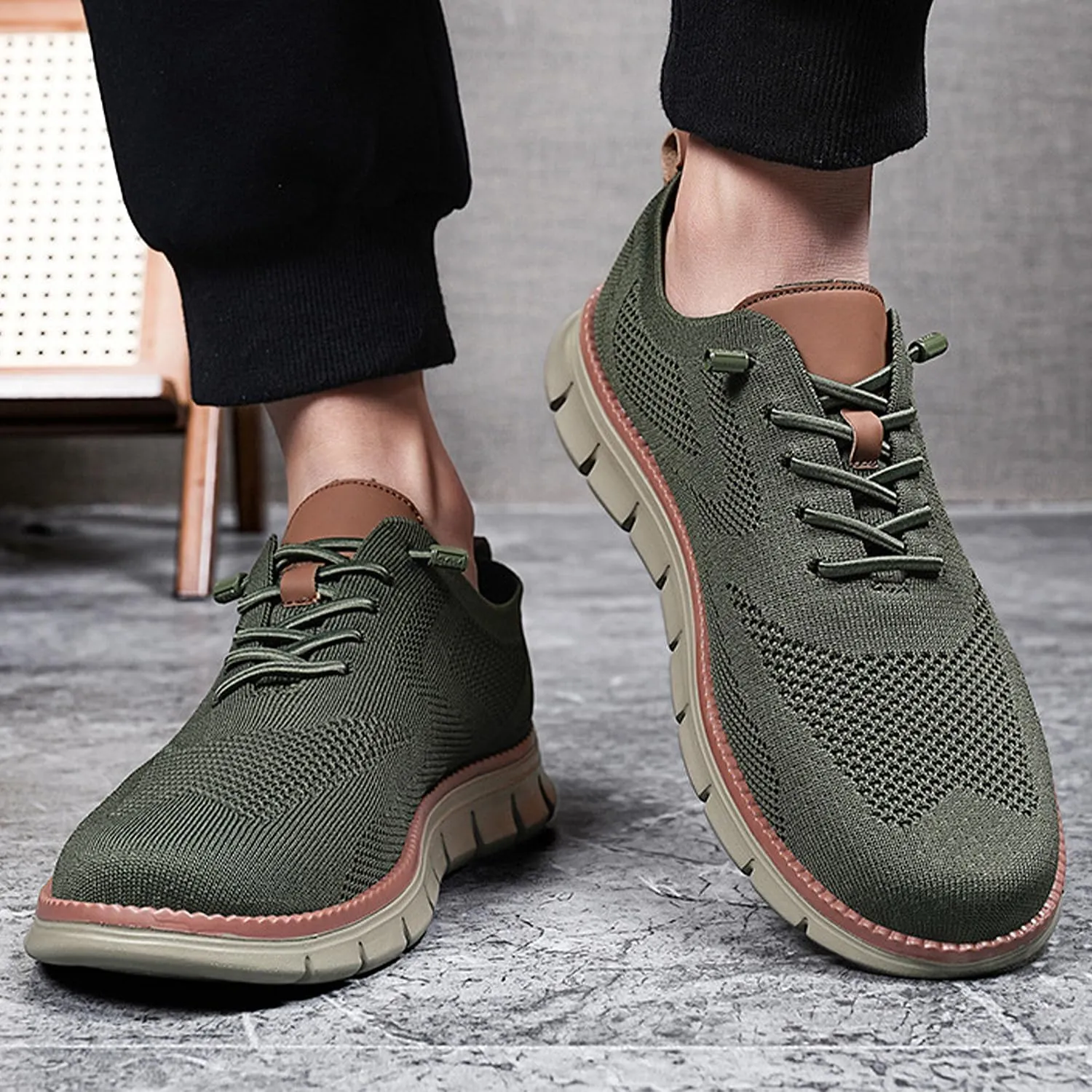 Breeze Shoes for Men Oxfords, Business Casual Shoes Breathable Mesh, Lace-Up Lightweight Sneakers Walking Shoe