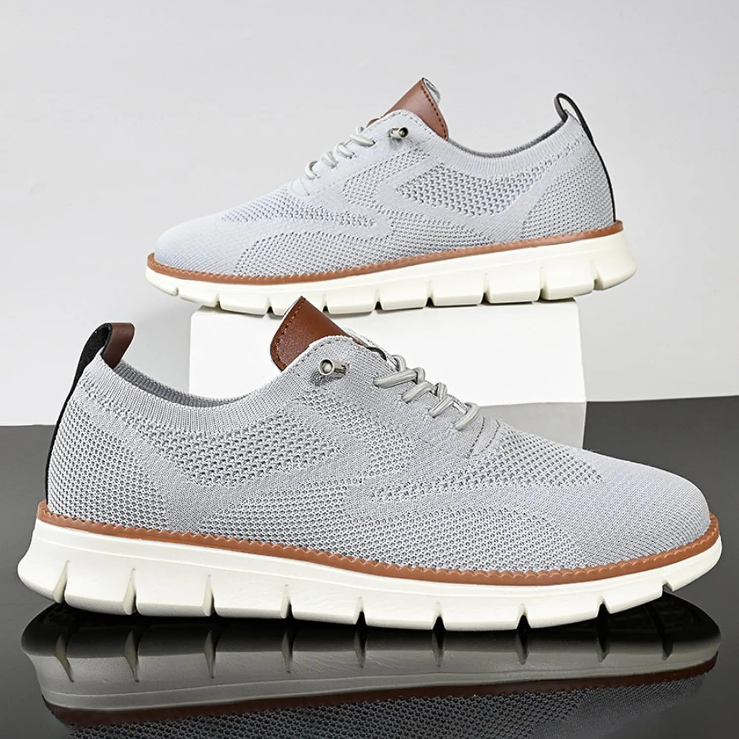 Breeze Shoes for Men Oxfords, Business Casual Shoes Breathable Mesh, Lace-Up Lightweight Sneakers Walking Shoe