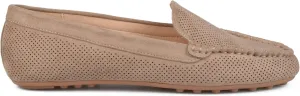 Brinley Co. Womens Comfort Sole Faux Nubuck Laser Cut Loafers Taupe, 8 Regular US