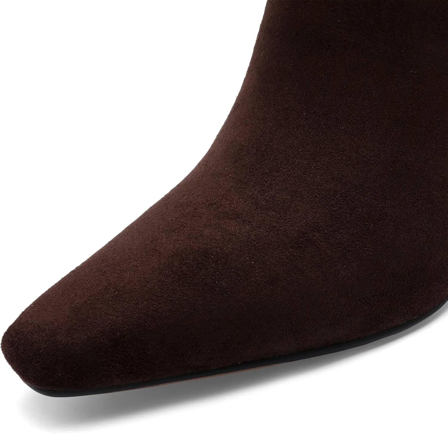 Brown Suede Ankle Boots for Women Pointed Toe Chunky High Heeled Booties Fall Dressy Short Boots with Zipper