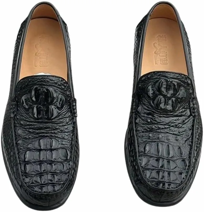 Business Casual Designer Authentic Crocodile Skin Men's Dress Loafers Genuine Real Alligator Leather Male Slip-on Dress Shoes