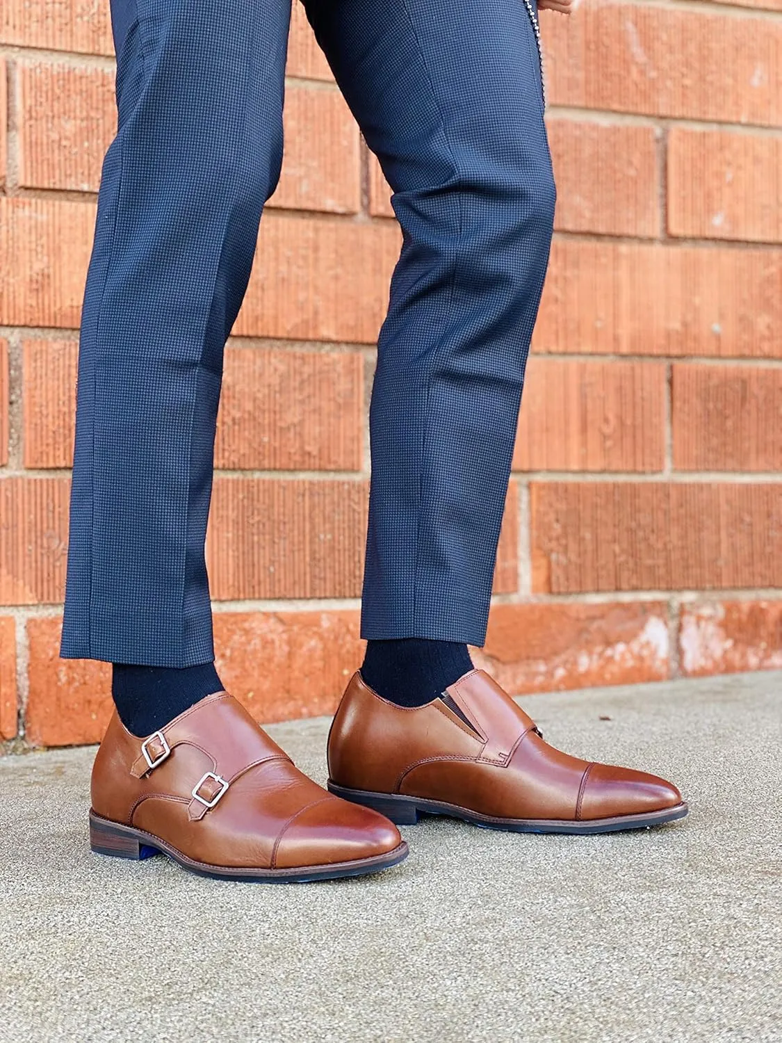 CALTO Men's Invisible Height Increasing Elevator Shoes - Brown Premium Leather Slip-on Lightweight Casual Loafers - 3 Inches Taller - S3507 - Size 9 D(M) US