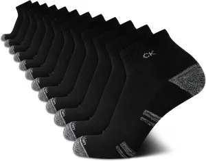 Calvin Klein Men's Socks - Athletic Cushioned Quarter Cut Ankle Socks (12 Pairs)