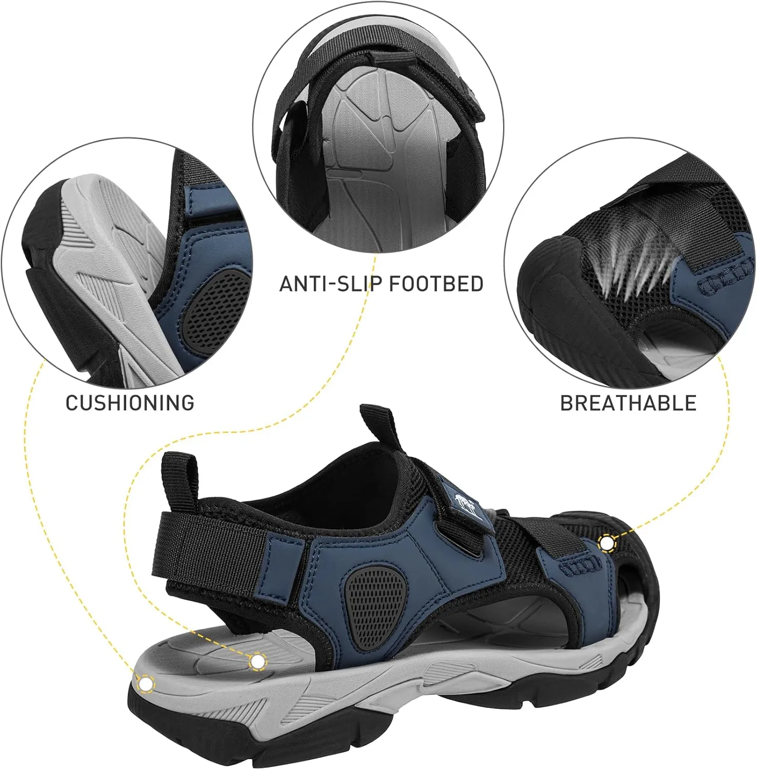 CAMEL CROWN Men’s Hiking Sandals Closed Toe Water Sandal for Men Outdoor Athletic Trail Walking Summer Size7-12