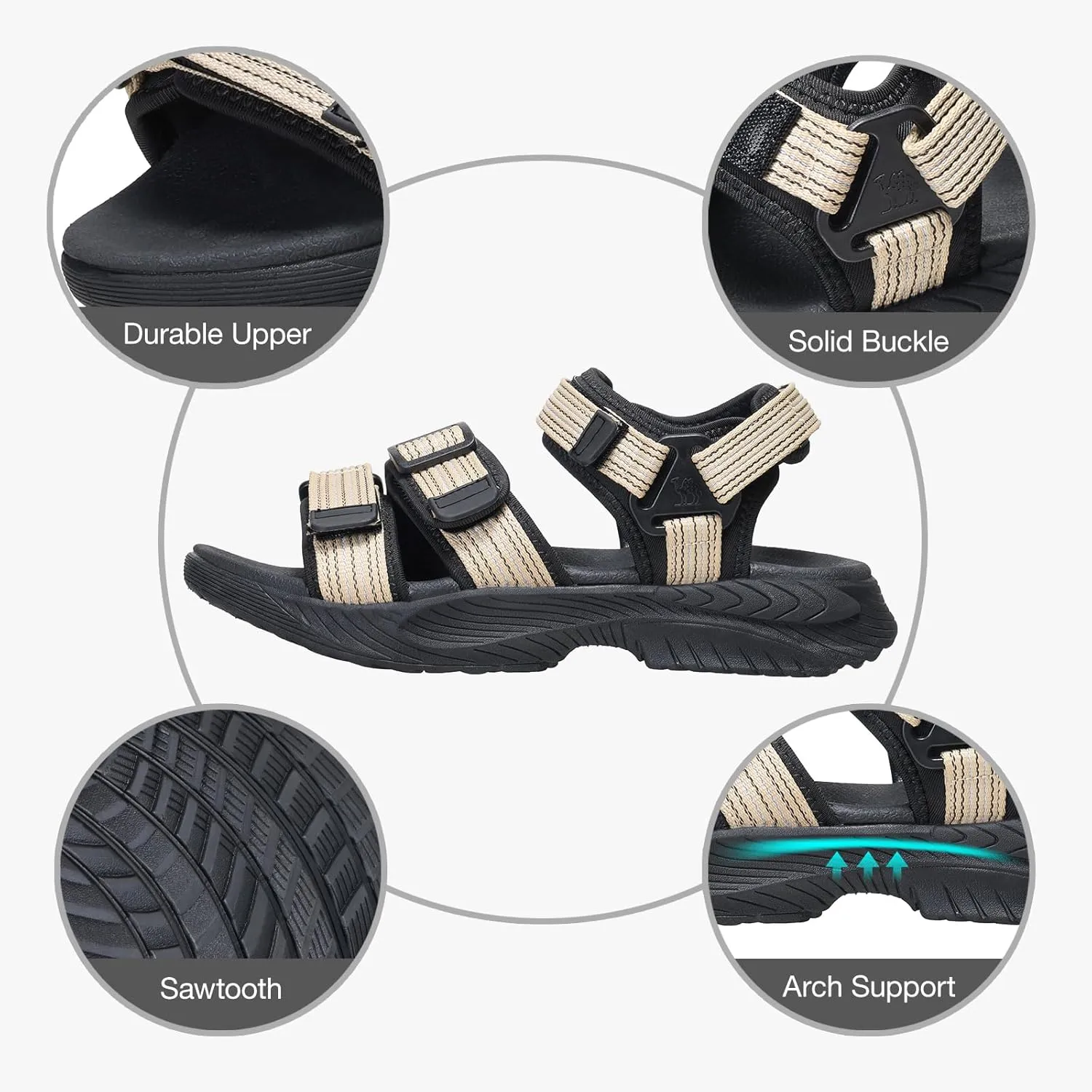 CAMEL CROWN Mens Waterproof Hiking Sandals with Arch Support Comfortable Sport Sandals Summer Outdoor Beach Water