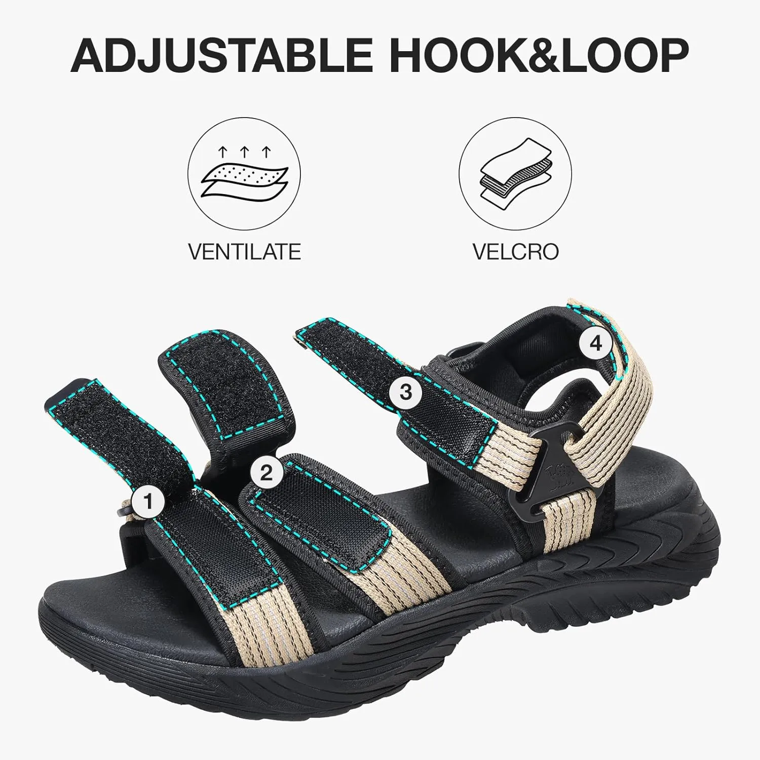 CAMEL CROWN Mens Waterproof Hiking Sandals with Arch Support Comfortable Sport Sandals Summer Outdoor Beach Water