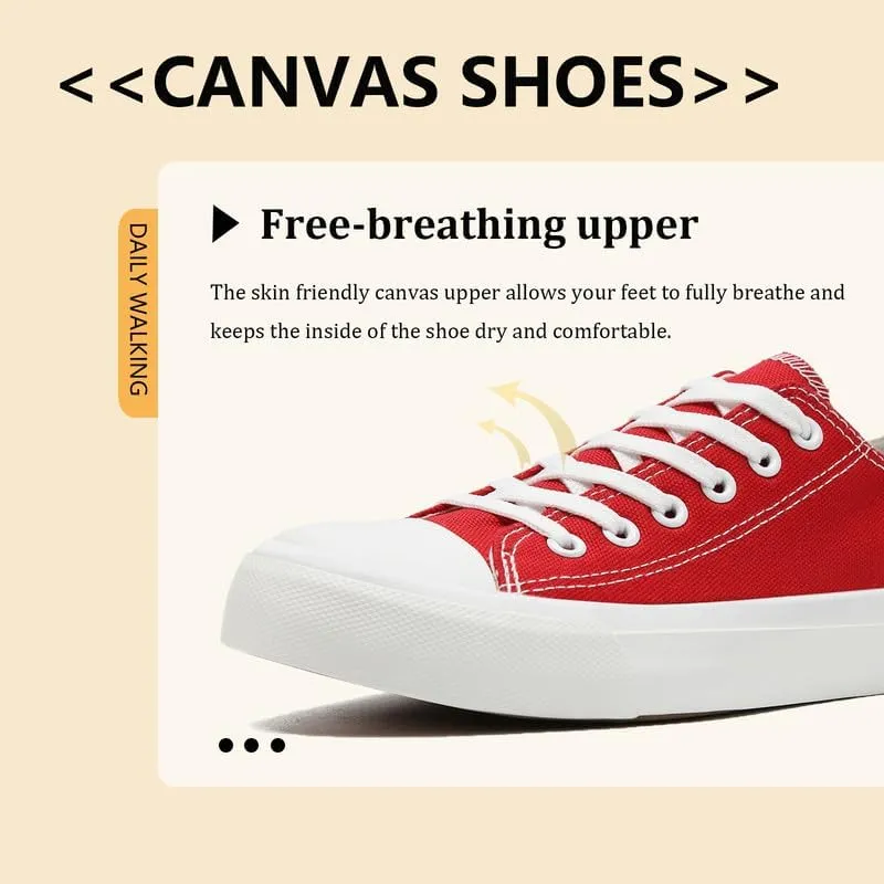 Canvas Shoes for Women Men Low Top Lace Up Sneakers Canvas Fashion Sneakers Classic Casual Walking Shoes Comfortable Breathable