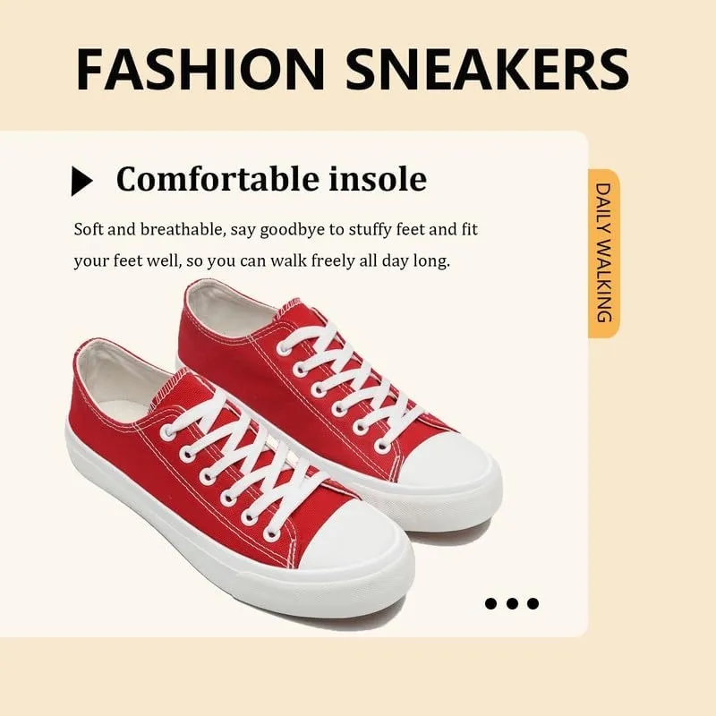 Canvas Shoes for Women Men Low Top Lace Up Sneakers Canvas Fashion Sneakers Classic Casual Walking Shoes Comfortable Breathable