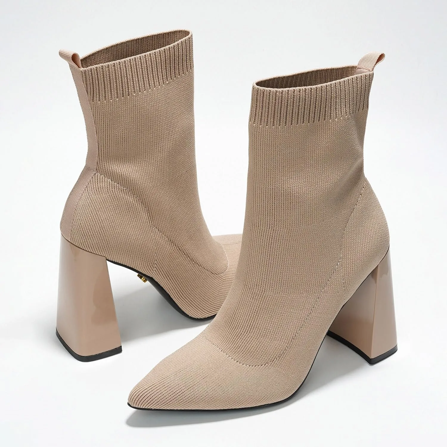 Cape Robbin Pointed Toe Booties for Women with Heels - Dressy Sock Boots and Heeled Ankle Boots, Chic Pointy Toe Booties for Women (Faina.A)