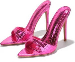 Cape Robbin Women Pointed Toe Heels Sandals Stiletto High Heels Slip on Mules