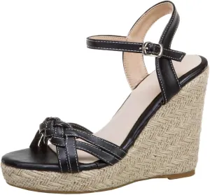 Caradise Womens Platform Espadrille Wedge Sandals Open Toe Ankle Strap Pumps