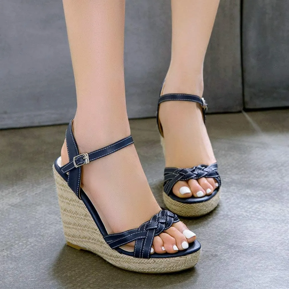Caradise Womens Platform Espadrille Wedge Sandals Open Toe Ankle Strap Pumps