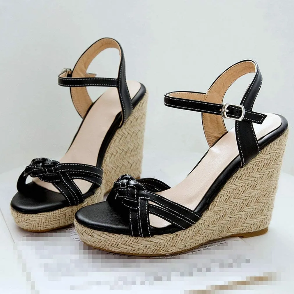 Caradise Womens Platform Espadrille Wedge Sandals Open Toe Ankle Strap Pumps
