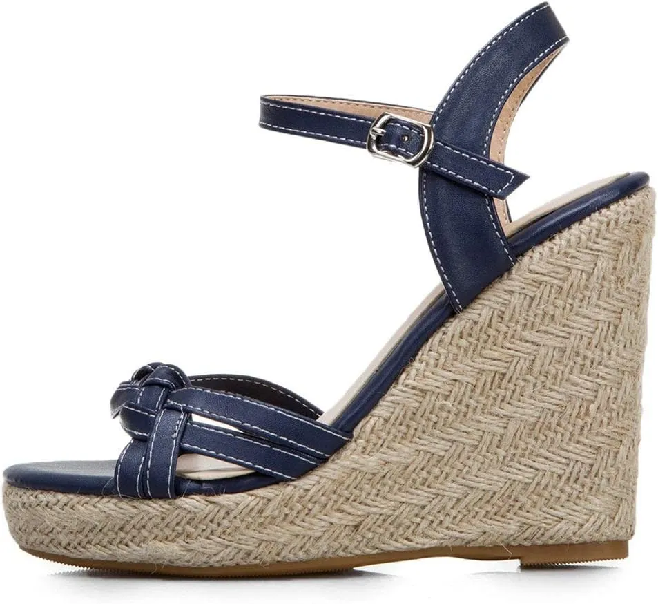 Caradise Womens Platform Espadrille Wedge Sandals Open Toe Ankle Strap Pumps
