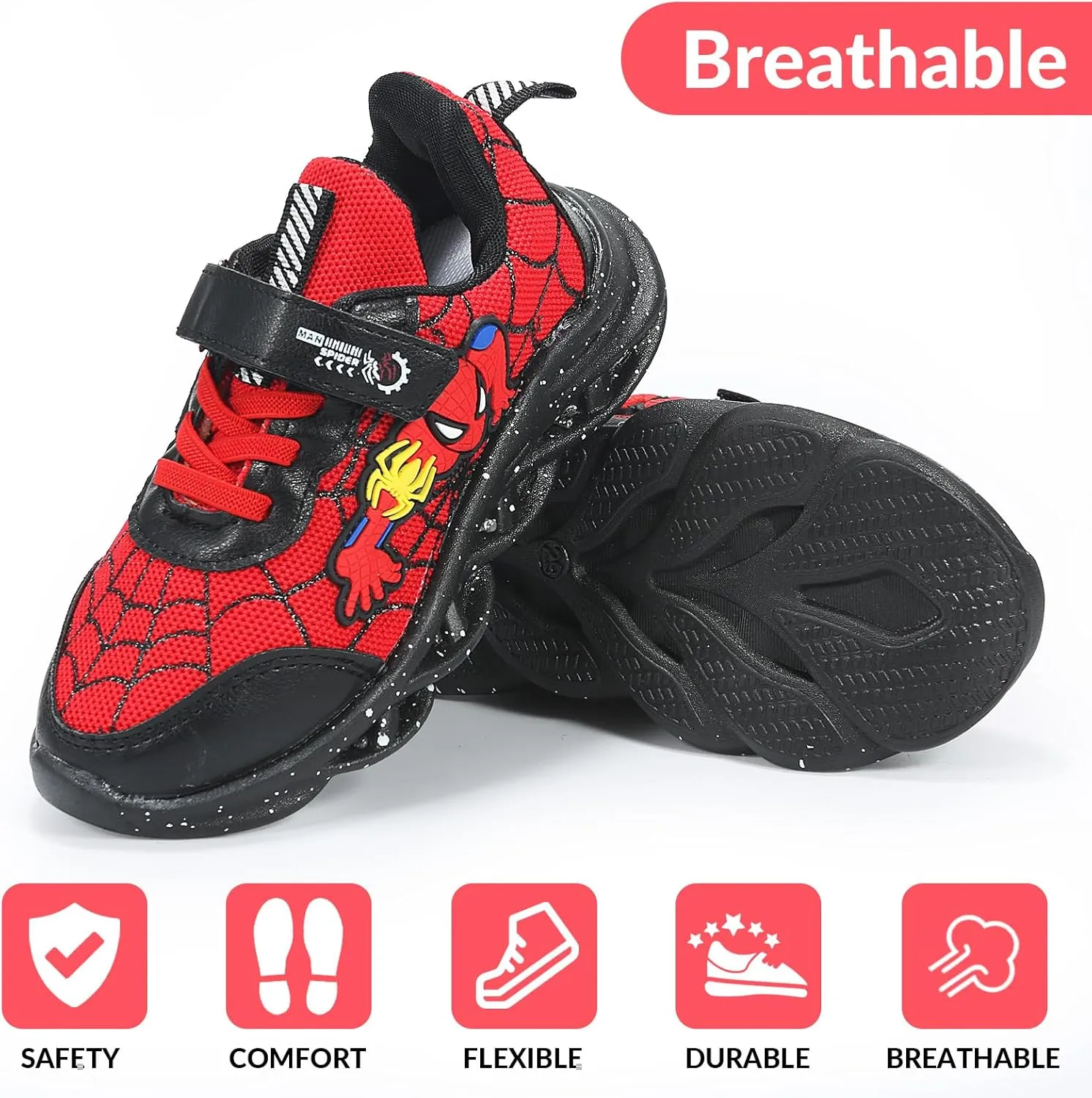 Cartoon LED Illuminated Sneakers for Outdoor Sports and Running with Breathable Design