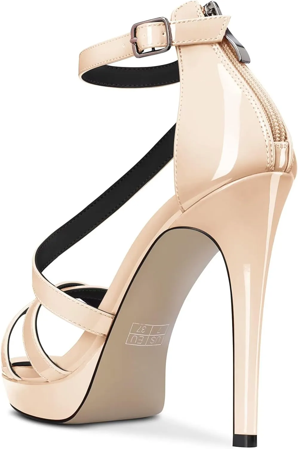 Castamere Women Stiletto High Platform Heel Open Toe Ankle Strap Gladiator Sandals Zipper Party Dress 4.7 Inches Heels