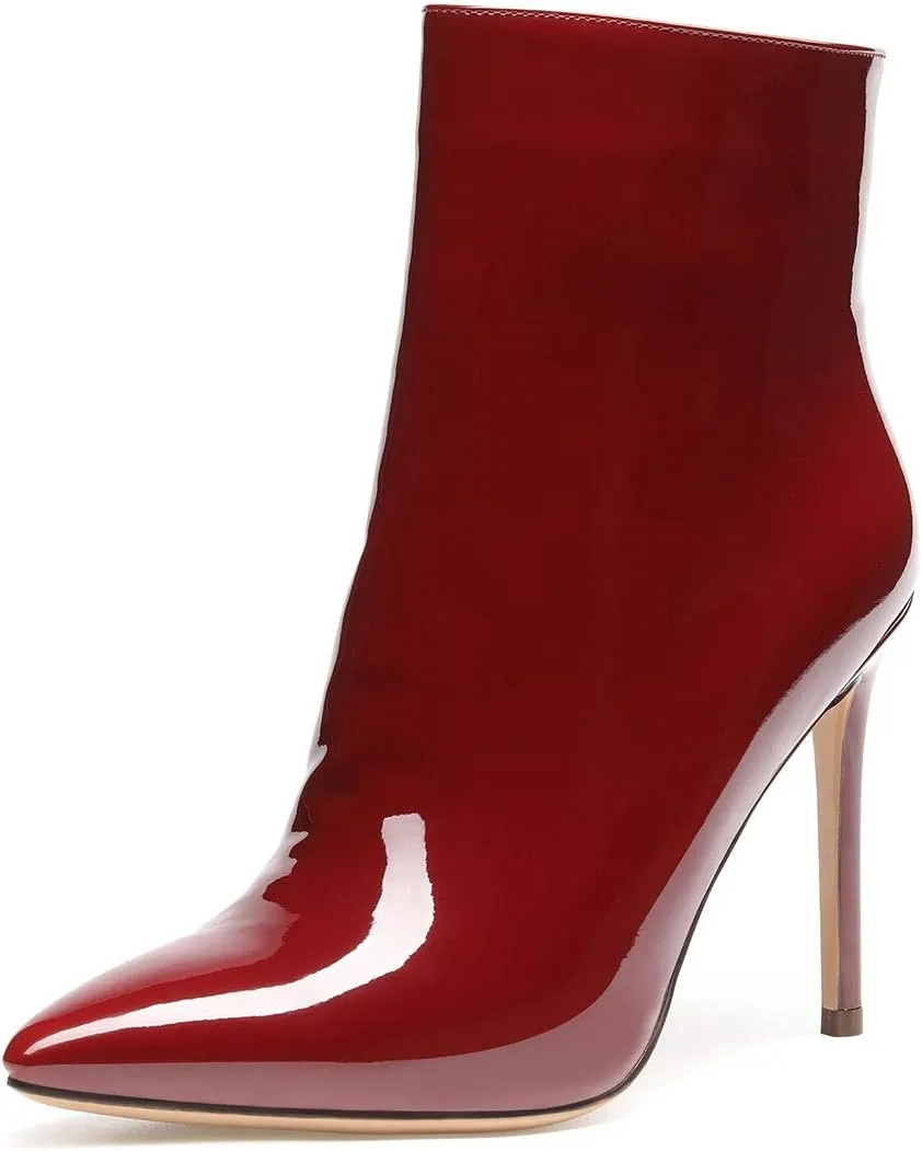 Castamere Womens High Heel Ankle Boots Pointed Toe Slip-on Buckle Stiletto Boot 10CM Heels
