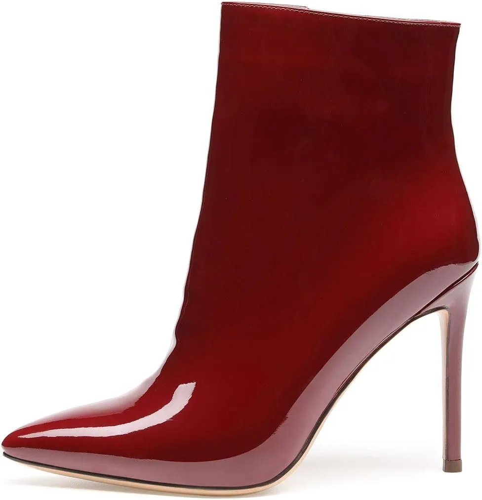 Castamere Womens High Heel Ankle Boots Pointed Toe Slip-on Buckle Stiletto Boot 10CM Heels