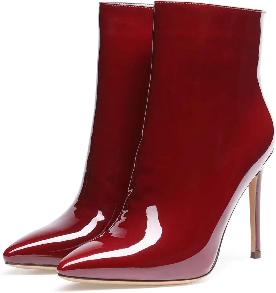 Castamere Womens High Heel Ankle Boots Pointed Toe Slip-on Buckle Stiletto Boot 10CM Heels